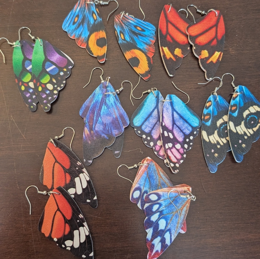 Handmade Butterfly Wing Earrings - Colorful Multi-Pack